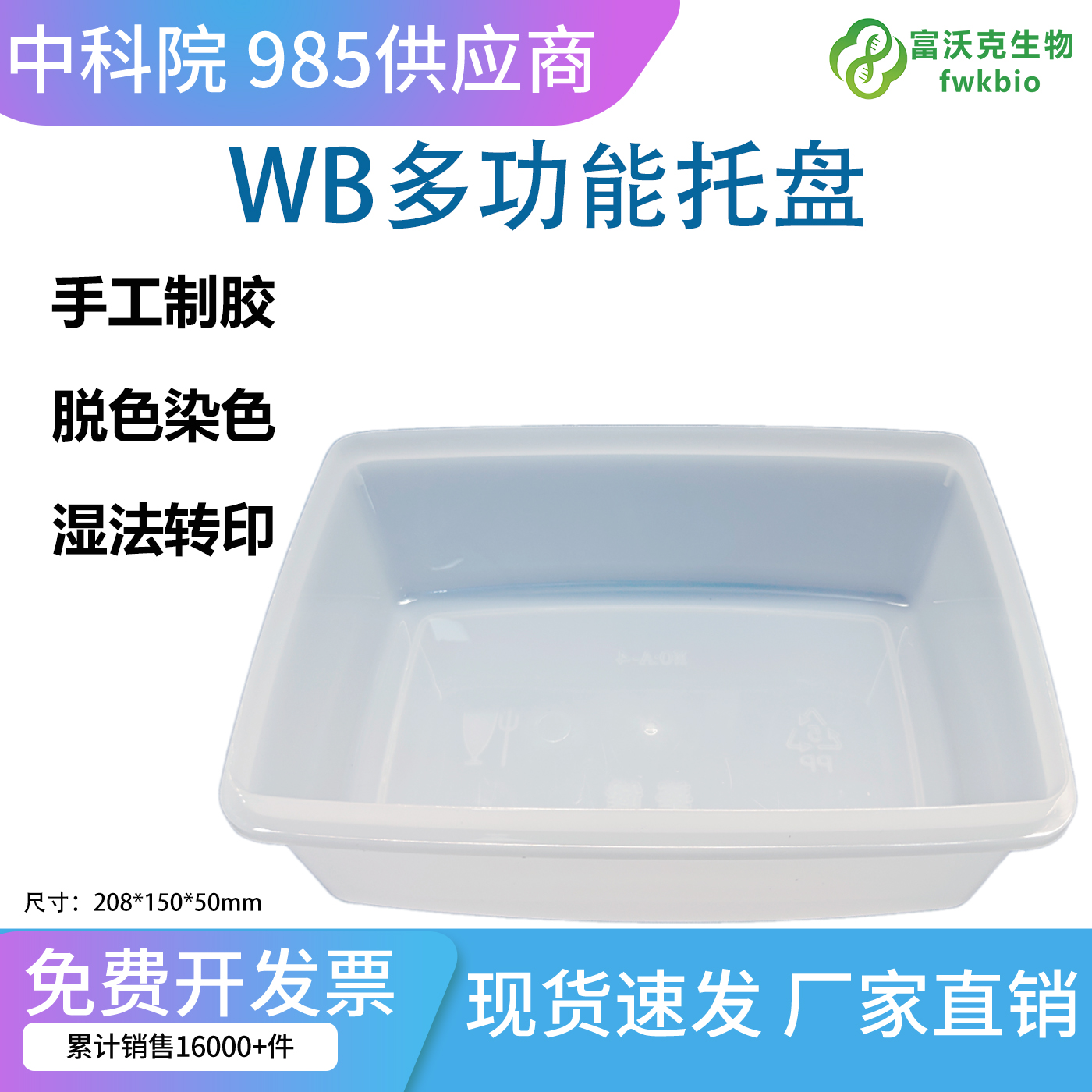 实验室电泳凝胶暂存处理盒 通用多功能托盘适配转印染色脱色操作